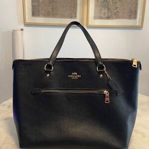 Coach Black Tote with Gold Accents